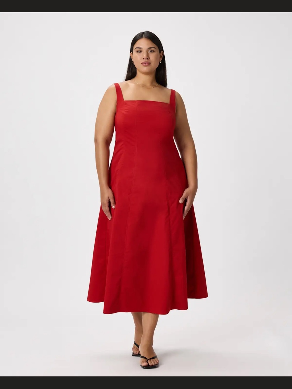 Quince Square-Neck Midi Dress-Chili color Currently sold out at Quince